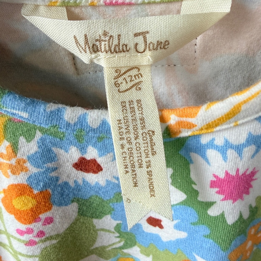 Matilda Jane Floral Dress Baby 6-12M Multi Color Cottagecore Boho Eyelet Trim - Picture 2 of 5